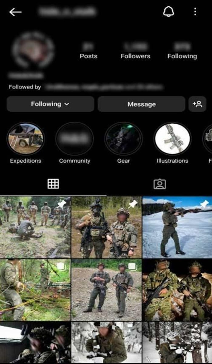 Le compte Instagram d'un des suspects accusés montrant des armes à feu.