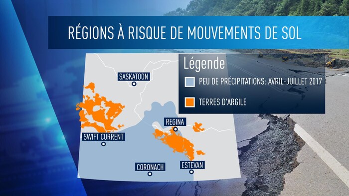 Les régions à risque de mouvements de sol selon SaskPower et Environnement Canada