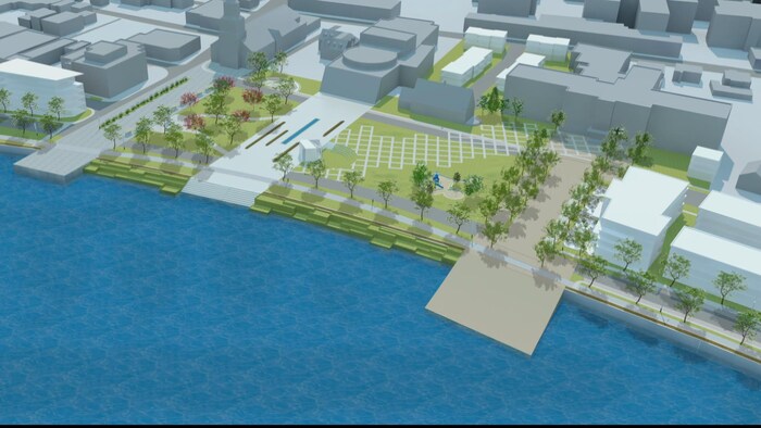 Croquis de la Promenade de la mer de Rimouski, créé par des étudiants en architecture et design urbain de l'Université Laval