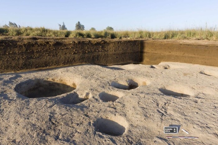 Des trous dans la terre, là où les découvertes archéologiques ont été faites.