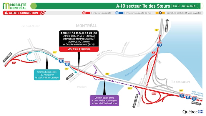 Une carte montrant les entraves à la circulation.