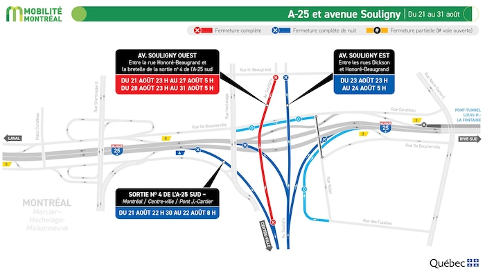 Une carte signalant les entraves routières.