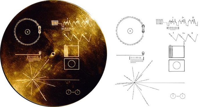 Les instructions gravés sur le disque d'or de la sonde Voyager 1