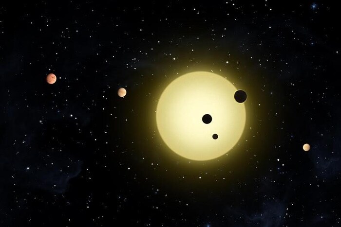 Illustration d'exoplanètes qui passent devant une étoile.
