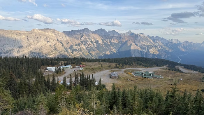Une vue d'un paysage de montagnes de végétation, en Alberta.