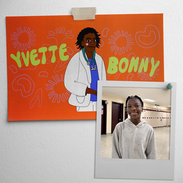 Lamme Souralai s’exprime en classe sur la Dre Yvette Bonny. 