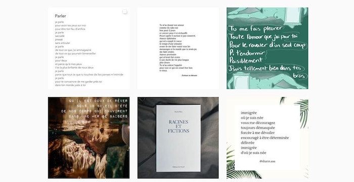 Des extraits de poèmes publiés sur Instagram
