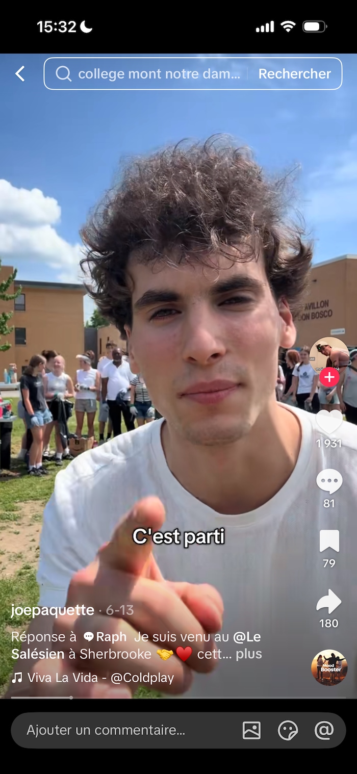 Capture d'écran d'une vidéo TikTok de Joe Paquette.