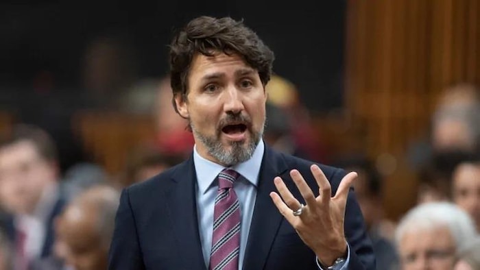 Justin Trudeau est en train de parler à la Chambre des communes en janvier 2020.