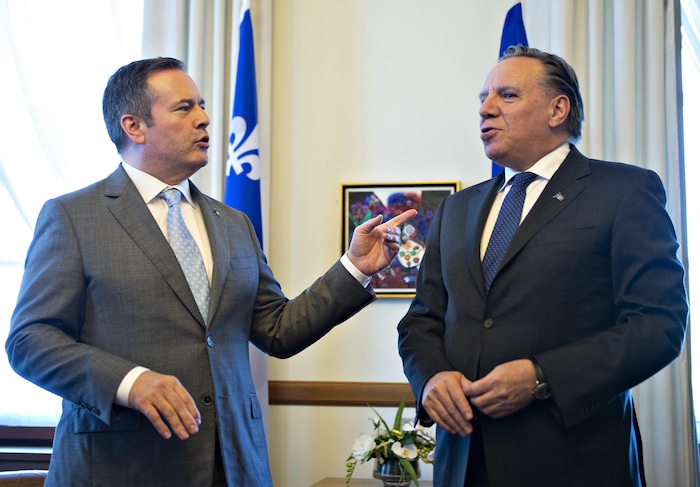 François Legault reçoit son homologue Jason Kenney à Québec le 12 juin 2019. 