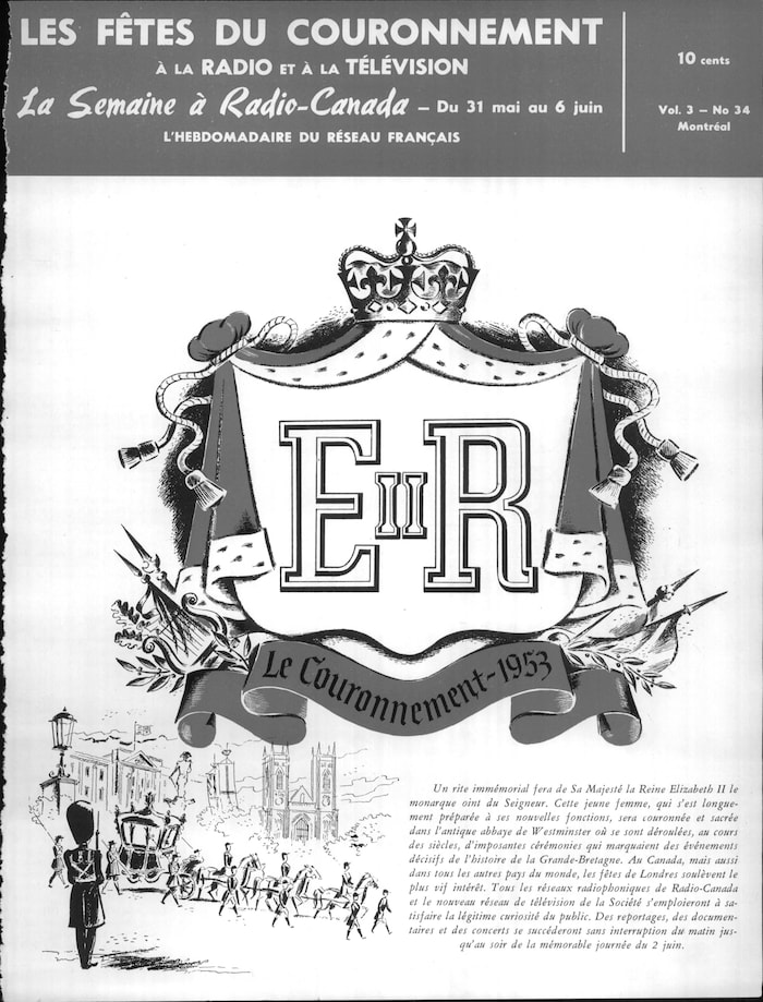 Page couverture du magazine La Semaine à Radio-Canada du 31 mai 1953 illustrant la programmation spéciale pour le couronnement de la reine.