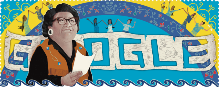 El Doodle de la artista Star Horn en homenaje a Mary Two-Axe Earley.