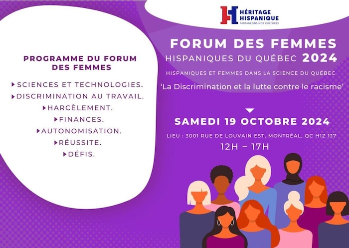 Affiche de l'événement Forum des femmes hispaniques du Québec 2024. 