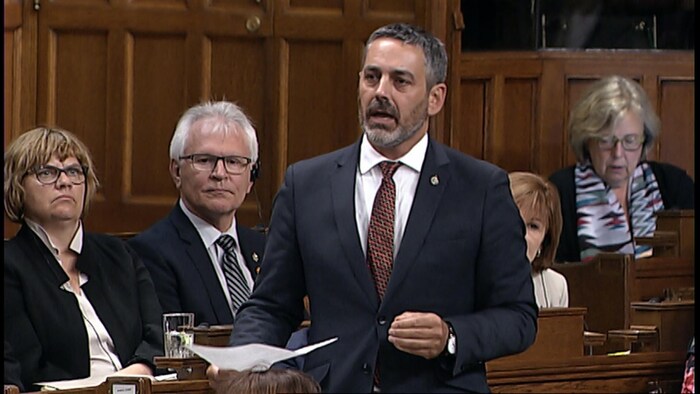 Le député du NPD Pierre Nantel s'exprime lors de la période des questions jeudi à Ottawa