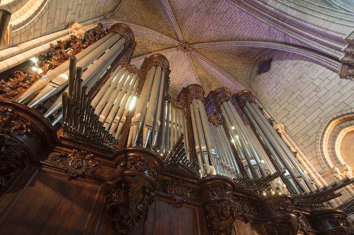 L'orgue de la cathédrale, vu en contre-plongée.