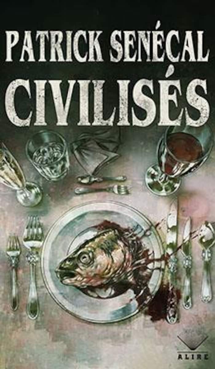La couverture du livre montrant une assiette avec une tête de poisson coupée et des couverts.