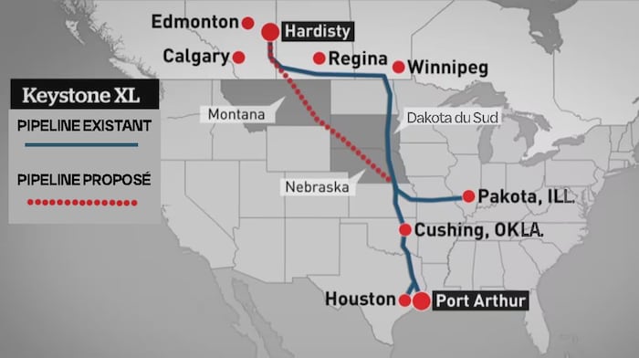 Carte de Keystone XL.