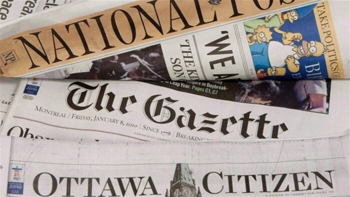 Les unes du National Post, The Gazette et The Ottawa Citizen.