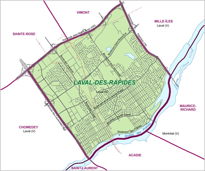 Limites du district de Laval-des-Rapides. 