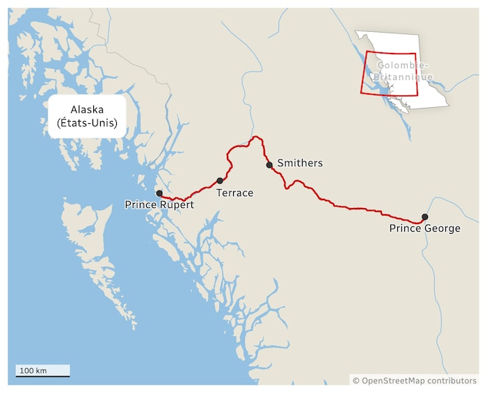 Une carte montrant le tracé de la route des larmes.