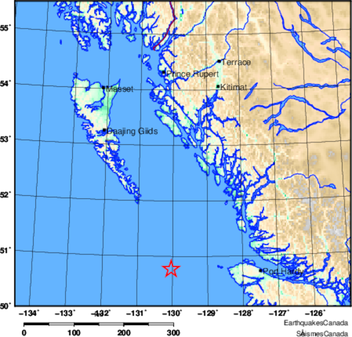 A Map Provided By Earthquakes Canada.