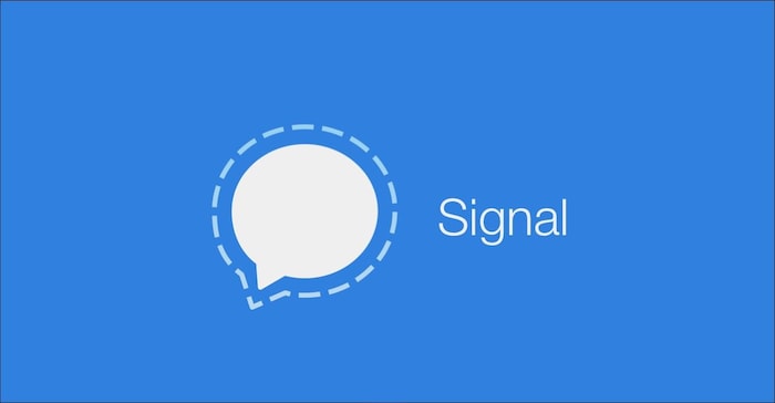 Logo de l'application Signal. C'est une bulle de dialogue sur un fond bleu. 