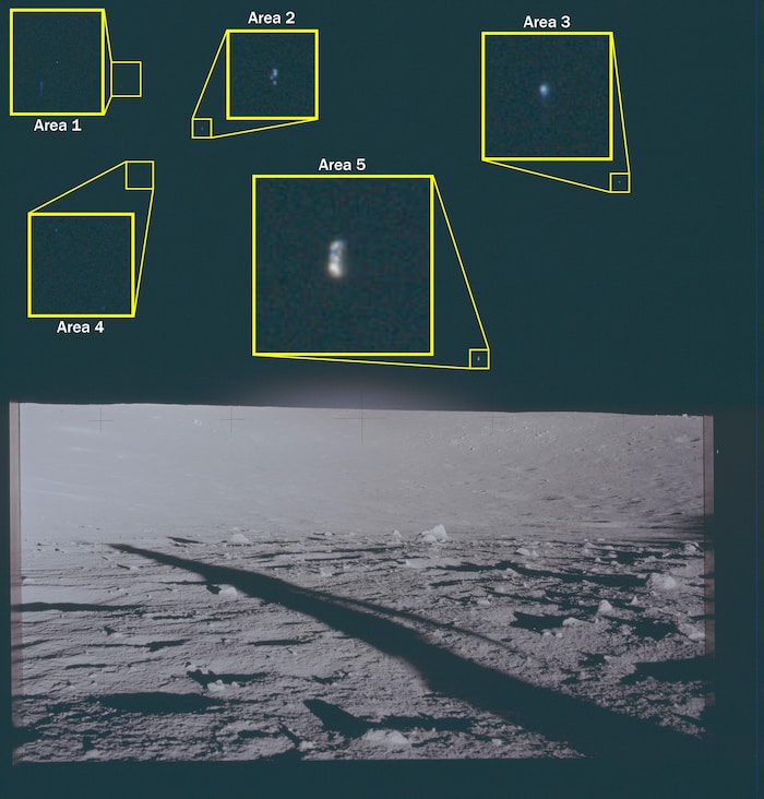 Une photographie de l'aire d'atterrissage d'Apollo&nbsp;12.