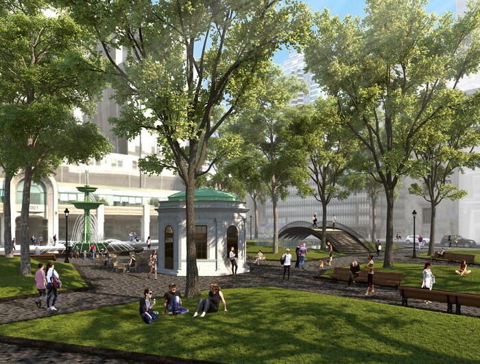 Le future square Dorchester, tel qu'imaginé par l'administration Plante