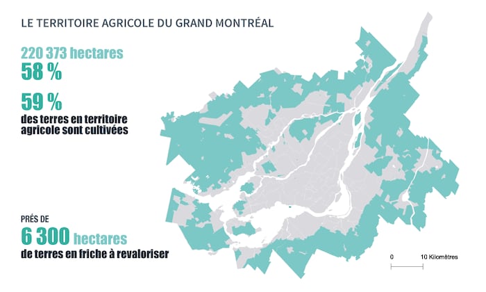 Carte du territoire agricole du Grand Montréal. 