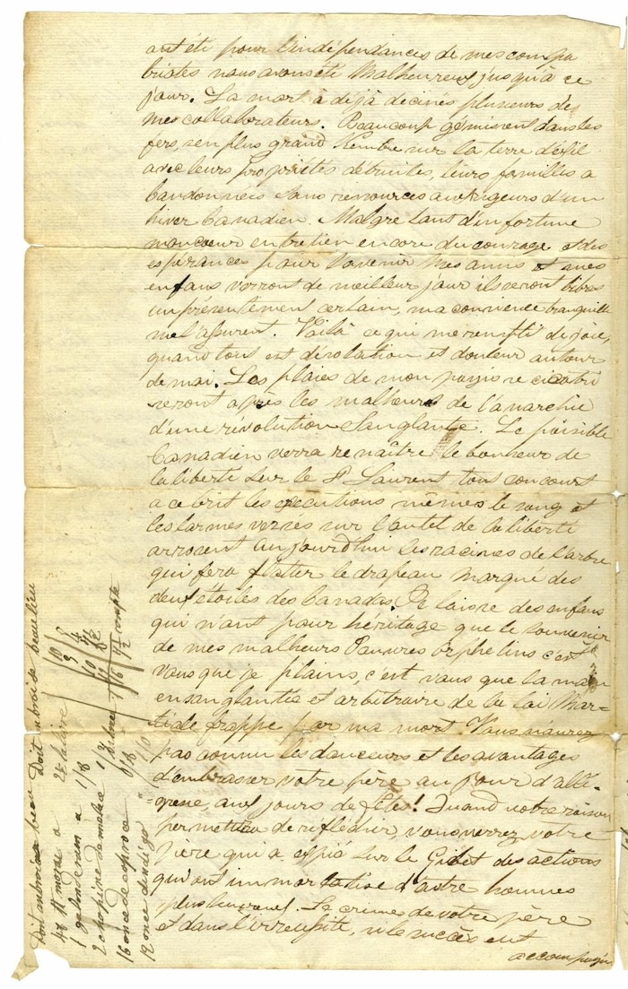 Le fils de Lambert Richard s'est servi de la marge du document pour prendre des notes, ce qui a permis à la BAnQ de déterminer l'âge du document.