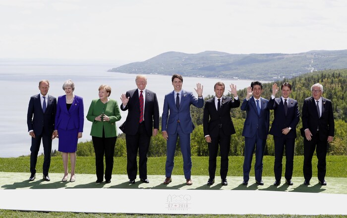 Photo de familles des dirigeants du G7, le 8 juin à La Malbaie, au Québec.