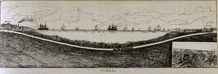 Le projet de tunnel de Longueuil, tel qu'illustré dans un journal du 19e siècle.
