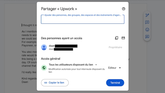 Capture d'écran d'un Google Doc créé par Daan Jurgers.
