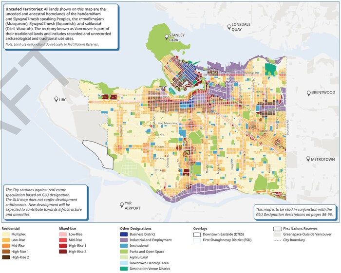 Carte des usages de la Ville de Vancouver. 
