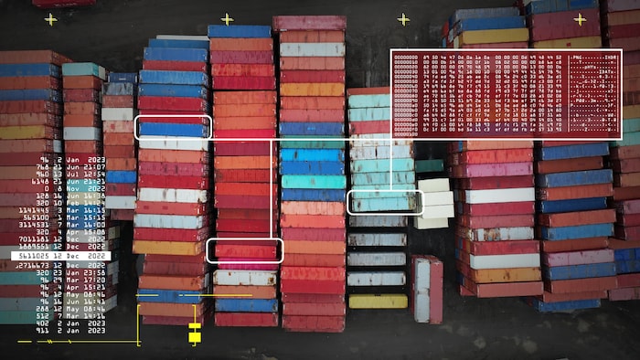Stacked Containers, Seen From The Sky.