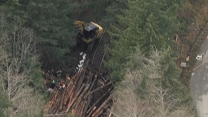 Le déraillement de train à Woss, sur l'île de Vancouver. 