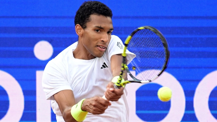 Le joueur effectue un coup du revers.