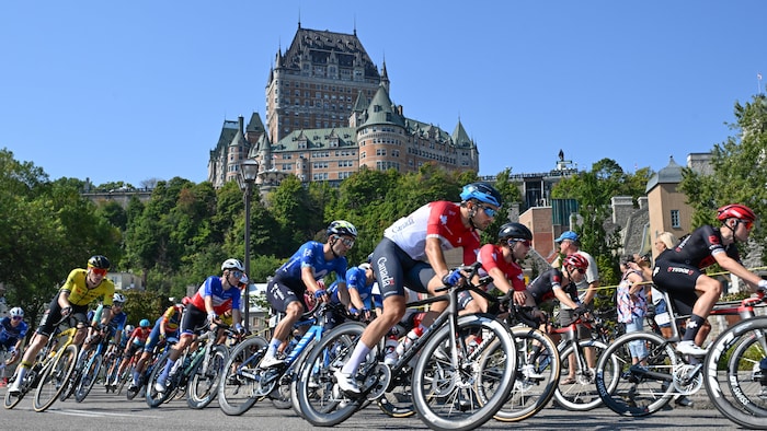 Un peloton cycliste.