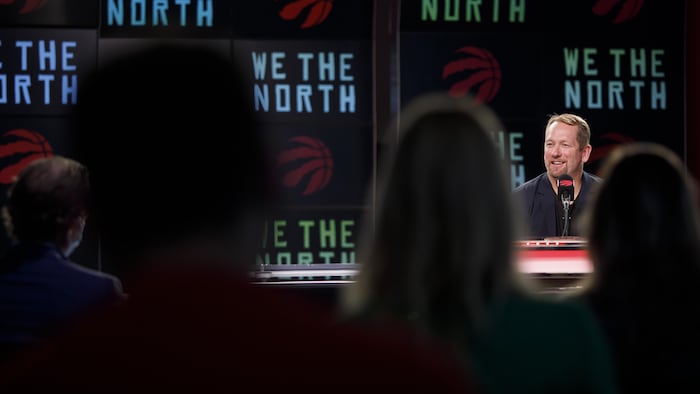 Nick Nurse lors de sa rencontre avec les journalistes.