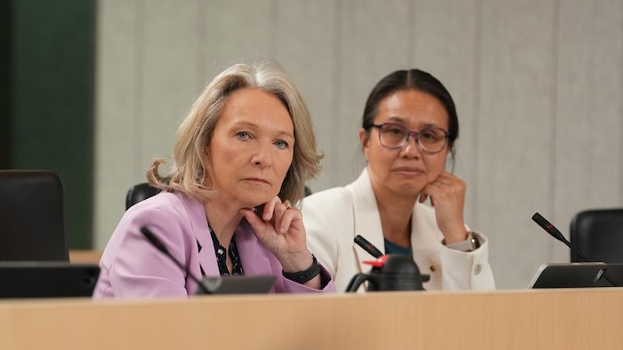 Sonia Bélanger assiste aux consultations parlementaires avec la directrice nationale de santé publique du Québec, Caroline Quach Thanh.
