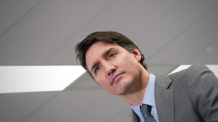 Le premier ministre du Canada, Justin Trudeau, en conférence de presse. 