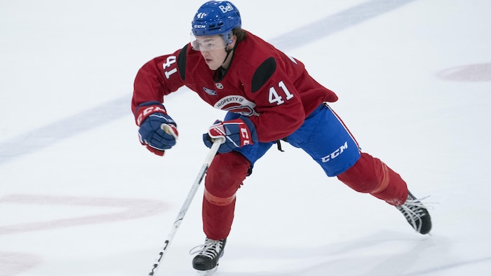 Un hockeyeur se démène sur la patinoire.
