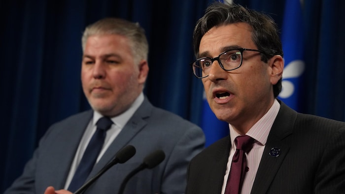 Pascal Paradis et Pascal Bérubé en point de presse.