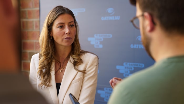 Maude Marquis-Bissonnette répond aux questions des journalistes.
