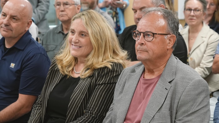 La ministre et le préfet lors de la conférence de presse.