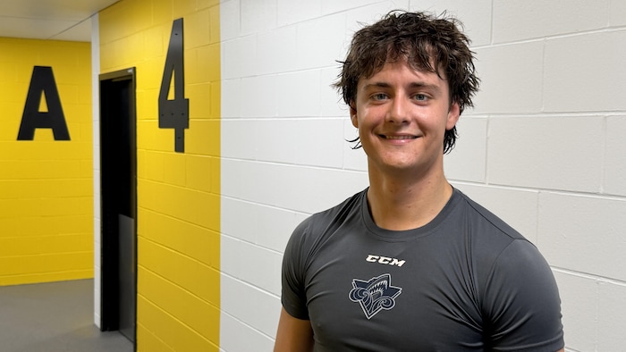 Antoine L'Italien après la première pratique du camp d'entraînement.