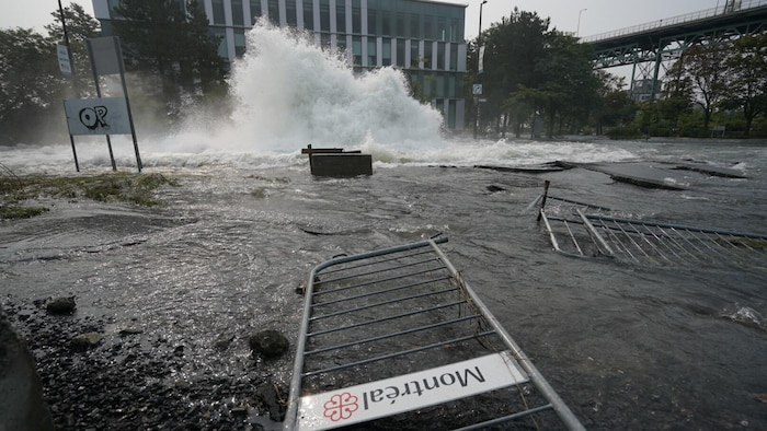 Un geyser d'eau au centre-ville.