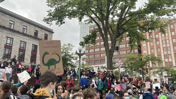 Des manifestants à place d'Youville.
