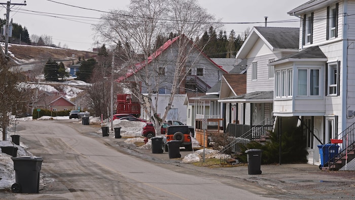 Des maisons le long d'une rue principale d'un village. 