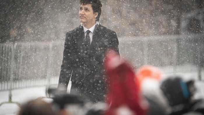 Justin Trudeau sous la neige.